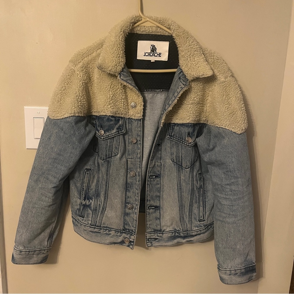 Jordache Denim Jacket with Sherpa Collar
